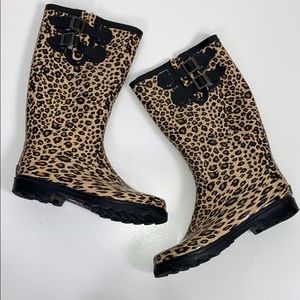 leopard rain booties
